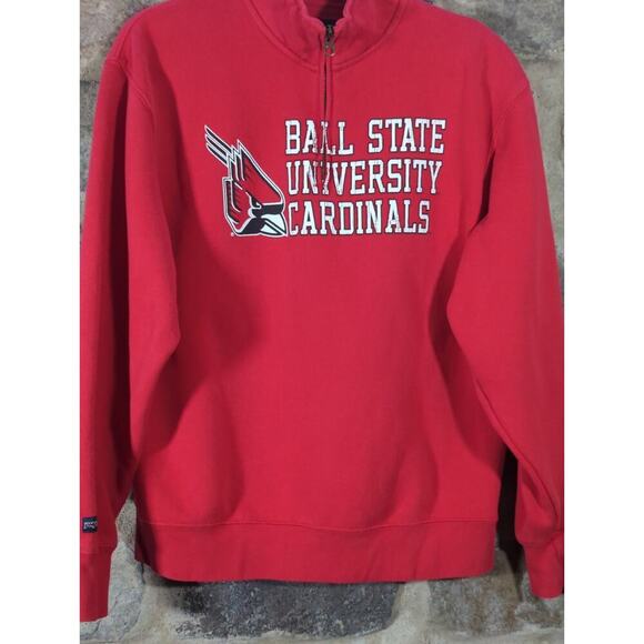 Ball State Cardinals Sweatshirt Woman's‎ Medium Red 1/4 Zip Sporty Academia - Picture 4 of 12